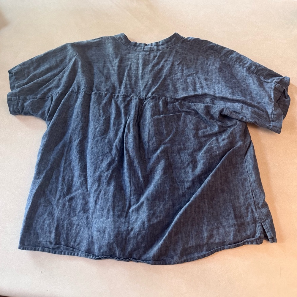 Eileen Fisher Blue Button-Down Shirt - Picture 5 of 5